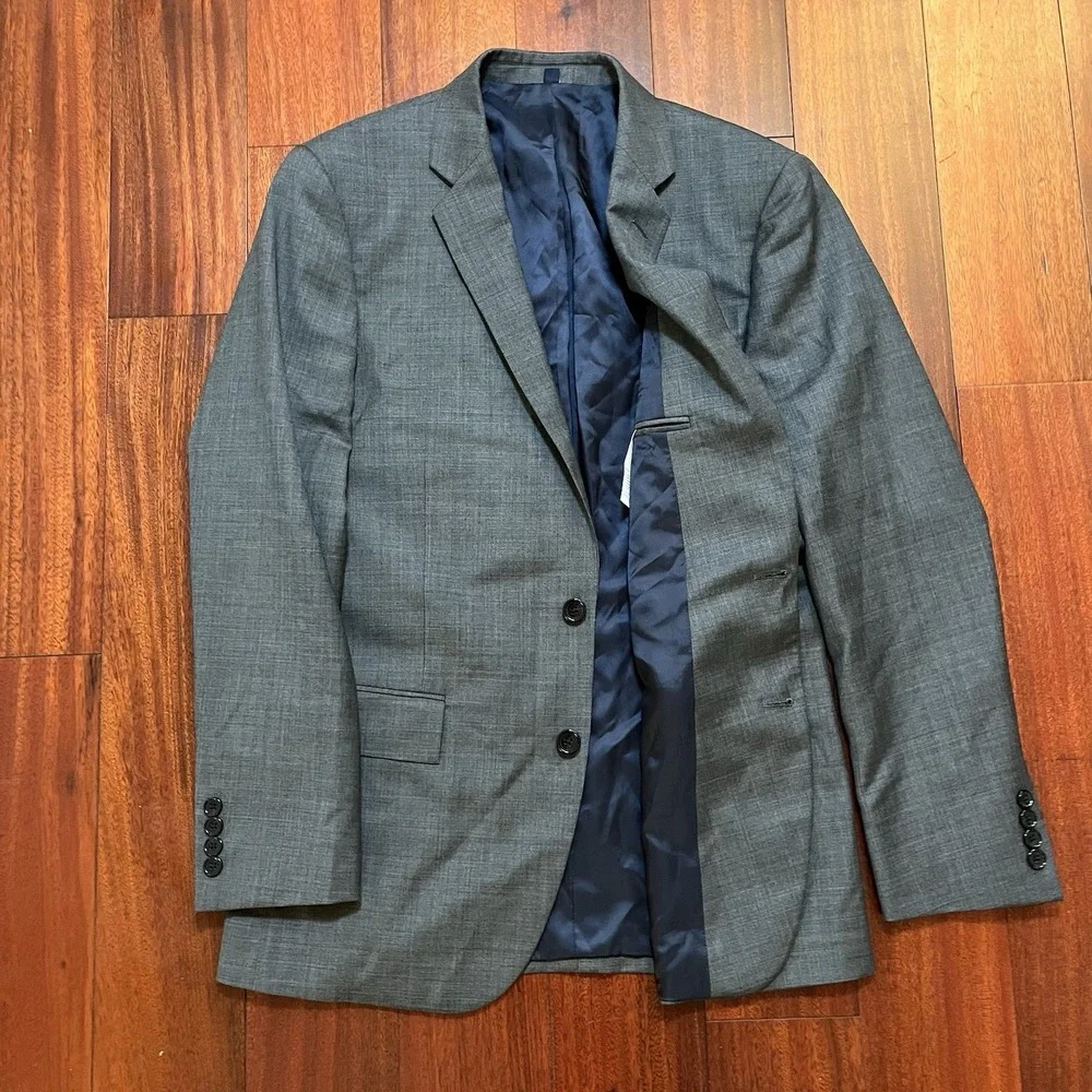 J Crew Blazer Men 40R Gray Sport Coat 100% Wool Two Button New With Imperfection